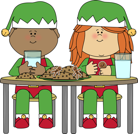 Elves Eating Christmas Cookies Dibujos Christmas - Elves Eating Cookies (550x533)