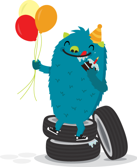 A Pink Monster With Cupcakes And A Present - Cupcake (462x563)