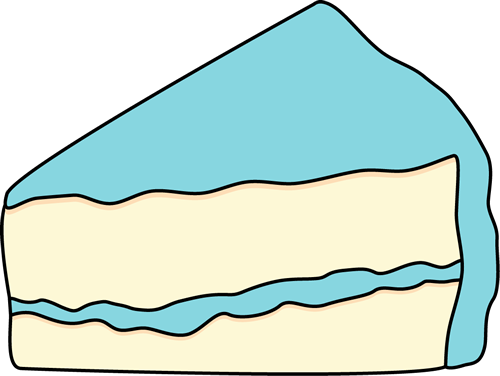 Slice Of White Cake With Blue Frosting - Slice Of Cake Clipart Blue (500x376)