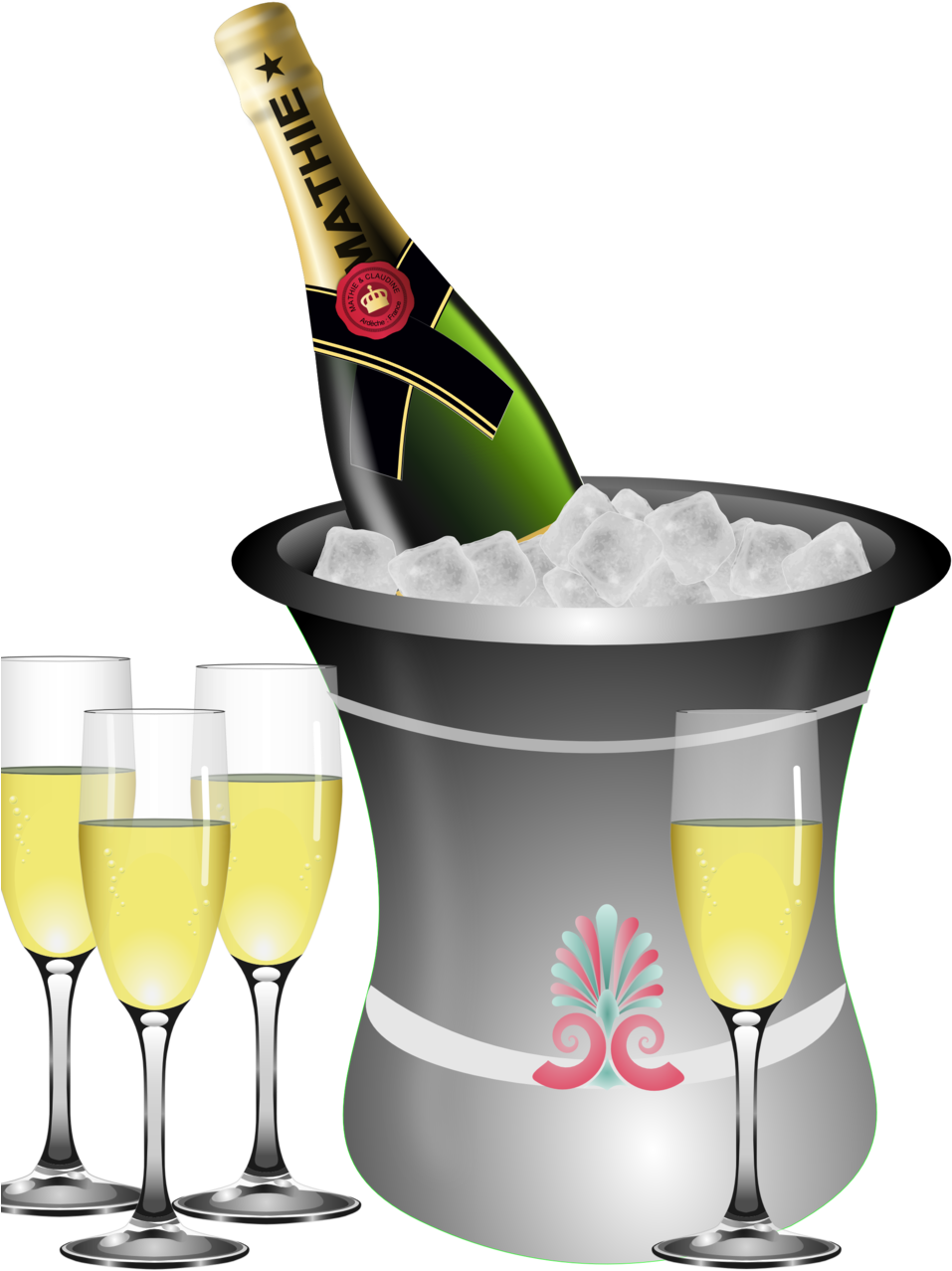 Champagne Chilled - Champagne And Glass Clipart (958x1343)