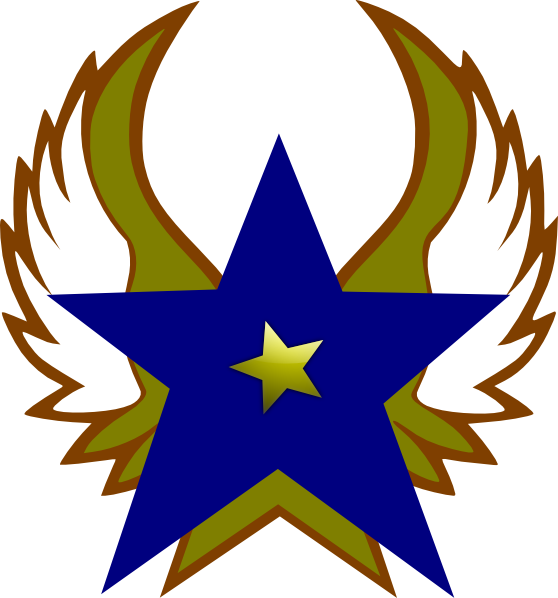 Blue Star With 1 Gold Star And Wings Png Clip Art - Army Wife Round Car Magnet (558x598)