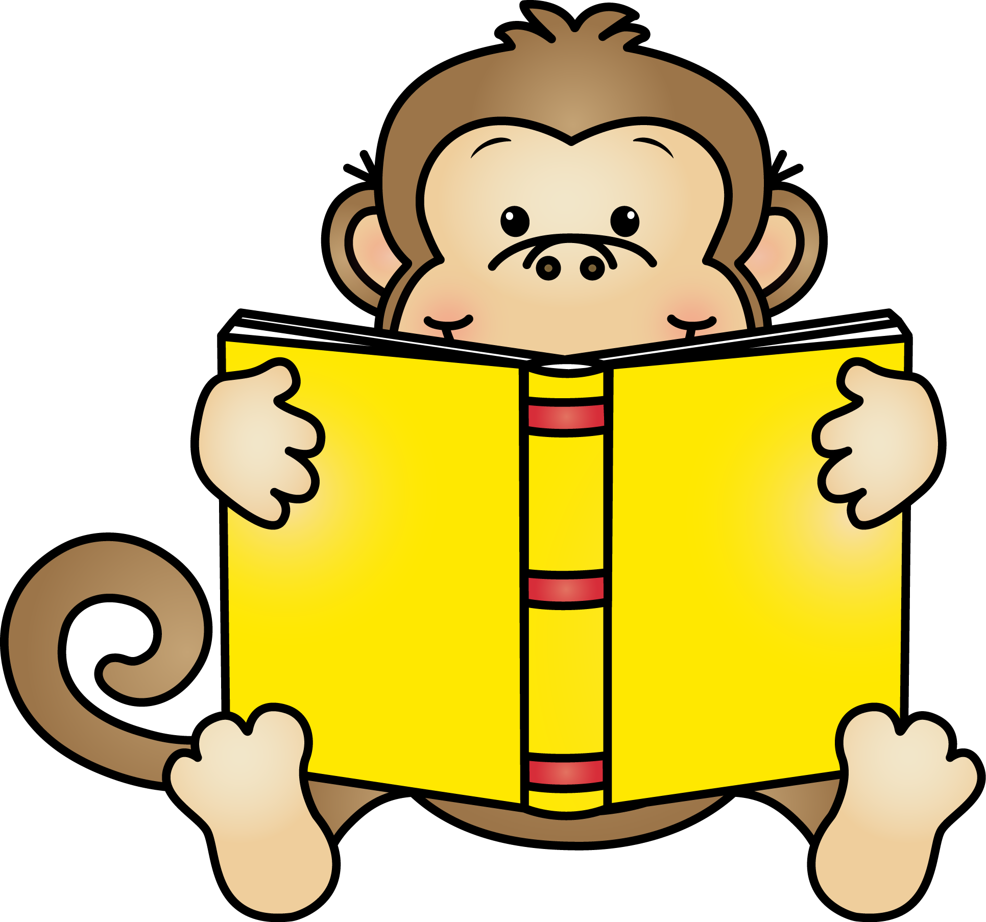 Monkey Reading A Book Clipart (1931x1806)