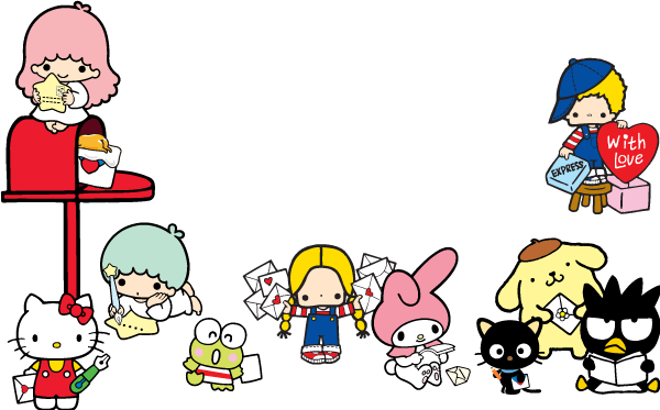Email Signup Characters - Hello Kitty And Friends - (600x373) Png Clipart  Download