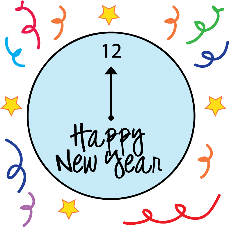 Free New Years Clipart - Happy New Year Black And White 2018 (878x855)