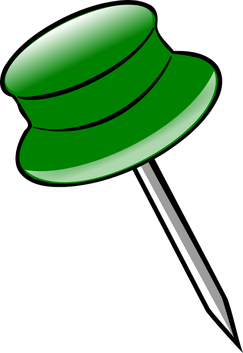 Green Pin Clip Art - Pin Clipart (494x720)