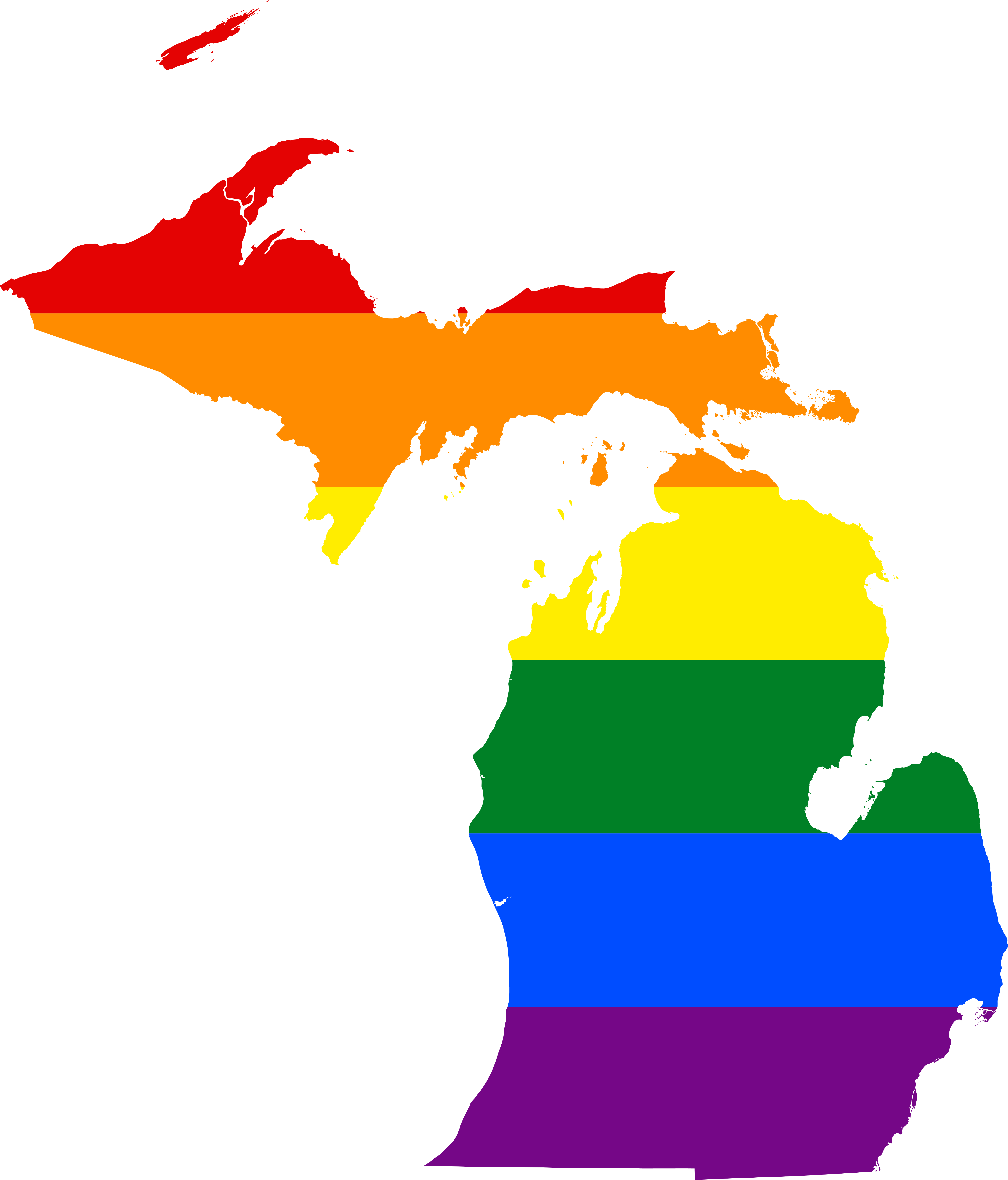 Unequal By Law - Michigan Flag Map (6256x7325)