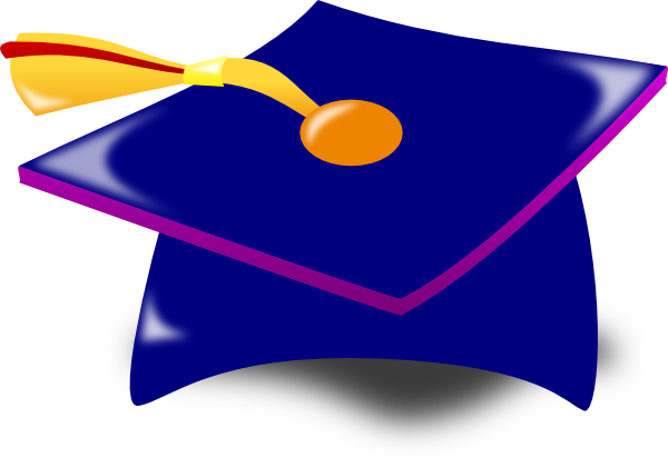 Graduate Cap Blue Vector Online Royalty Free Clipart - Graduation Cap Clip Art (600x412)