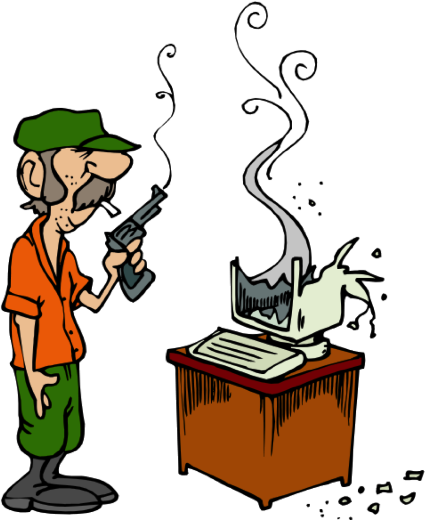 Destroyed Computer - Shooting Computer Clipart (854x1049)