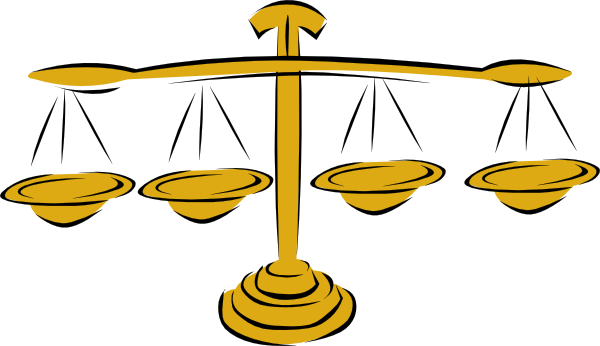 Legal Scales Black Silhouette - Clip Art Balance (600x346)