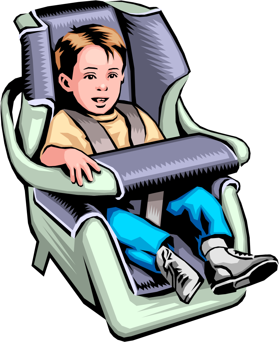 Child Passenger Safety Week Clipart - Boy Sitting In Car Seat (922x1138)