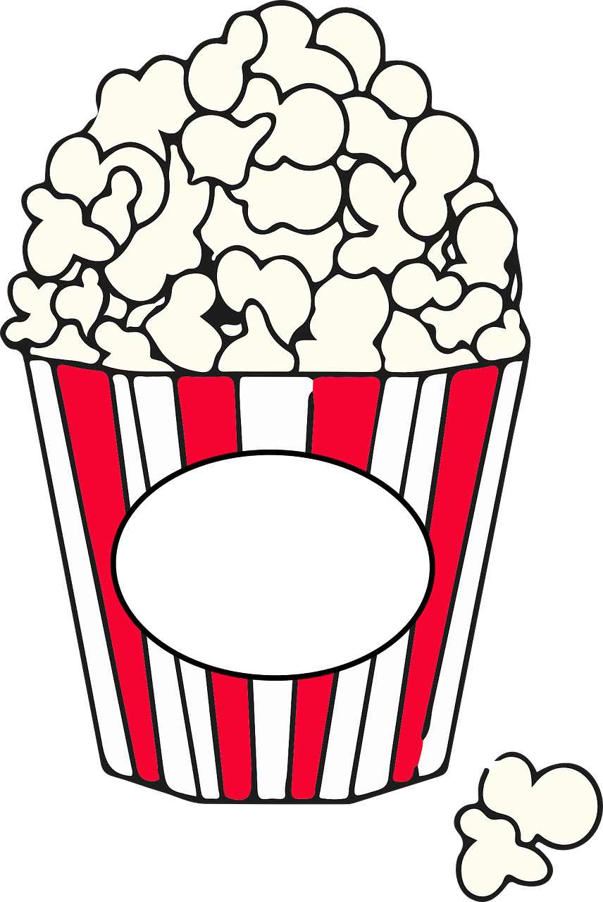 Popcorn Black And White Popcorn Pieces Clipart Black - Popcorn Clipart (856x1280)
