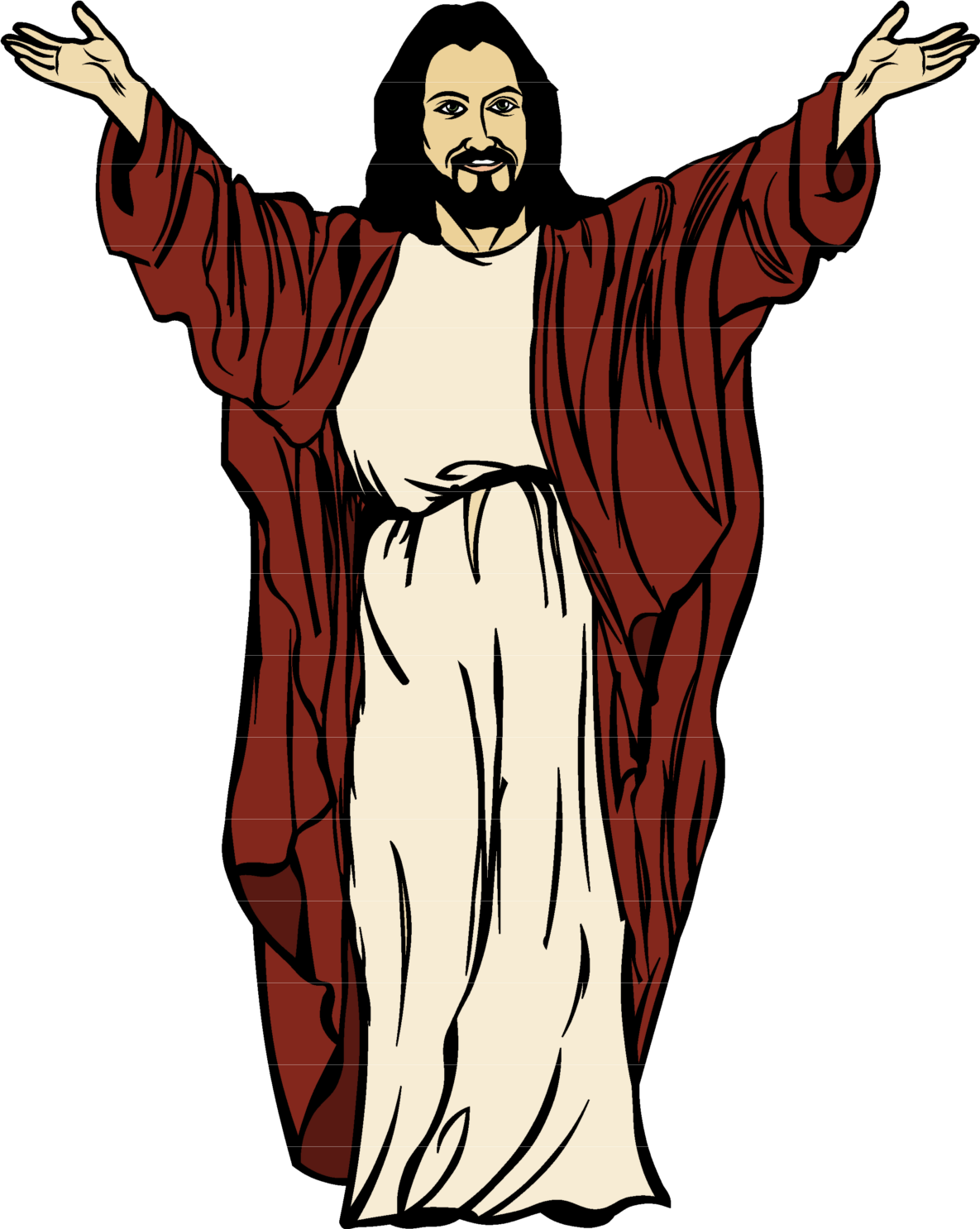 Jesus Cartoon Drawing Clip Art - Cartoon Jesus With Open Arms (1185x1486)