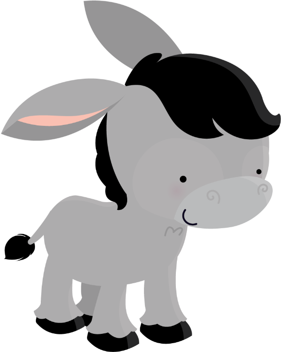 Fantoches Para História - Cute Donkey Clipart (646x900)