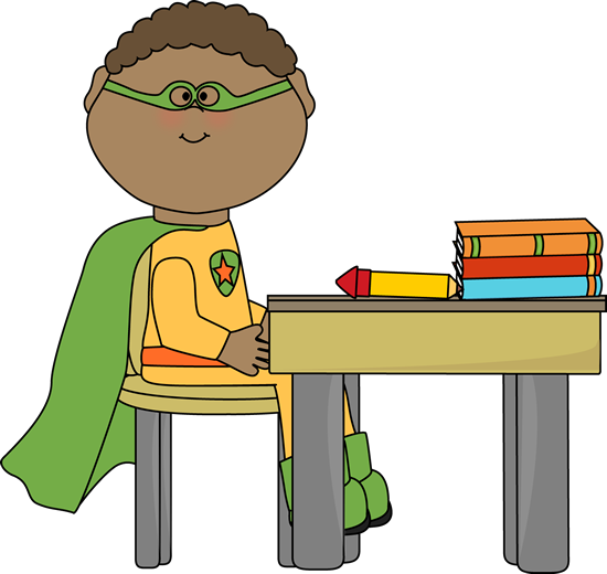 Superhero In School - Sit In Chair Clip Art (550x520)