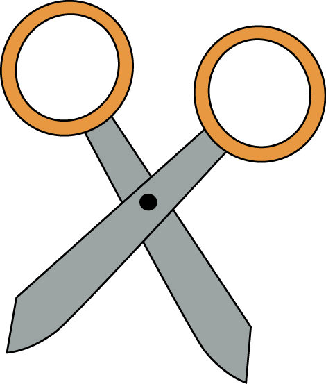 Orange Scissors - School Supplies Clipart (470x553)