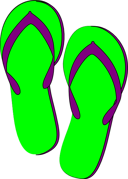 Flip Flop Clipart Green Purple Flip Flops Clip Art - Green Flip Flop Clip Art Free (426x594)