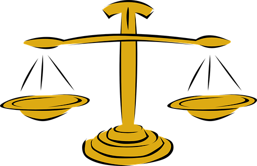 Scales Yellow Weigh Justice Tool Balance W - Balance Clipart (526x340)