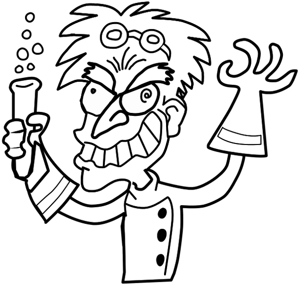 Science Clipart To Print - Mad Scientist Easy Drawing (630x590)