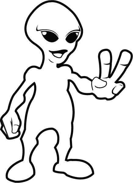 Best Science Clipart Black And White - Black And White Alien (436x601)