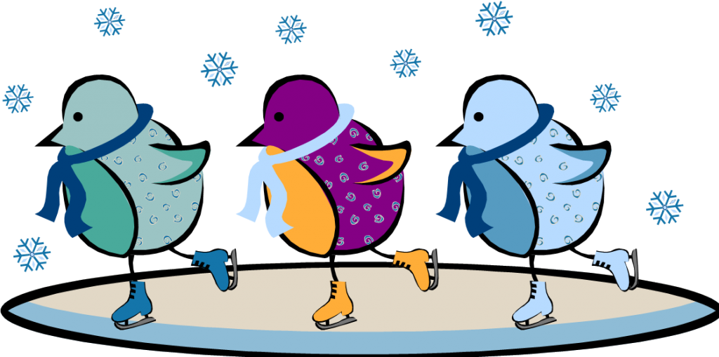Birds Ice Skating Clip Art - 00053465.png Shower Curtain (1024x509)