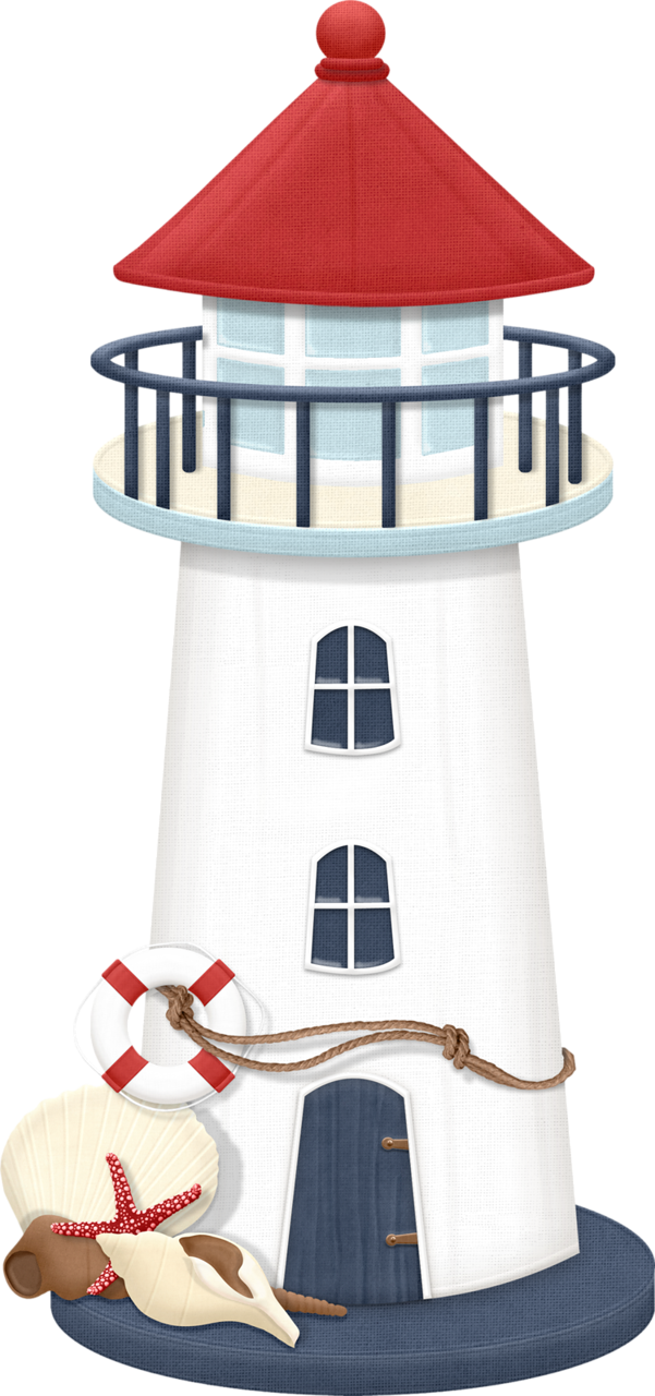 Digital Nautical Clip Art Boat Lighthouse Whale Anchor - Cute Lighthouse Clipart (601x1280)