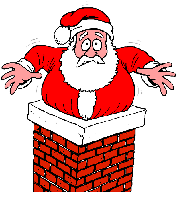 Santa Chimney Stuck Christmas Holiday Present - Santa Stuck In A Chimney (635x720)