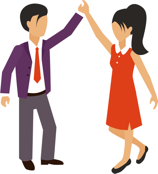 Cartoon Business Man And Woman Hand Giving High Five - Clip Art (650x720)