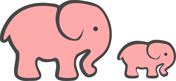 Pink Baby Elephant Clip Art 9 Png - Elephant And Baby Elephant Clipart (600x277)