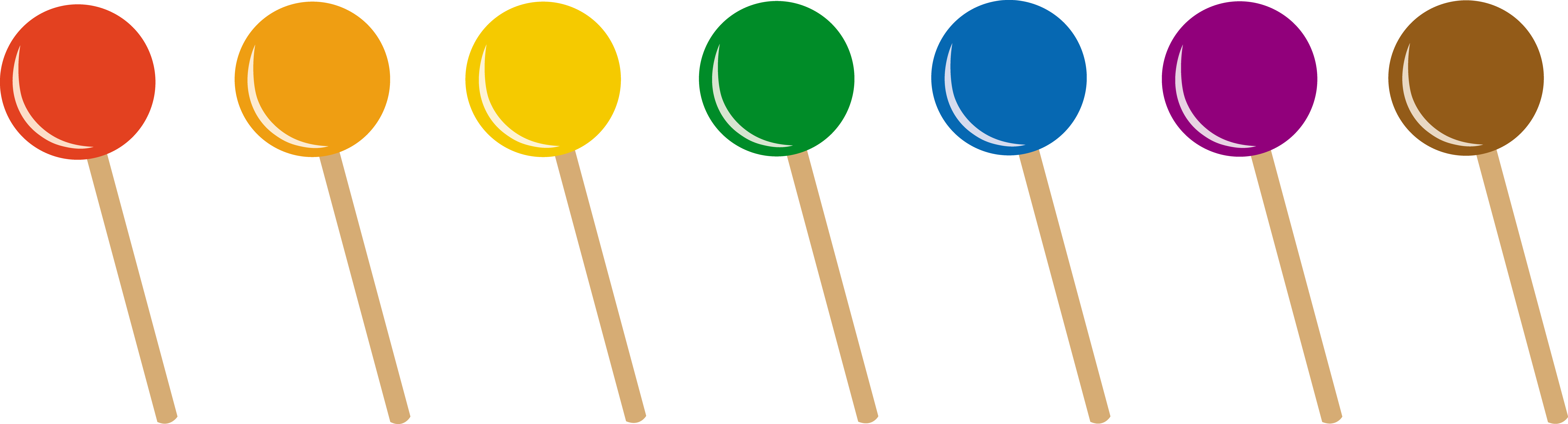 Candies - Transparent Background Lollipops Clipart (7438x2012)