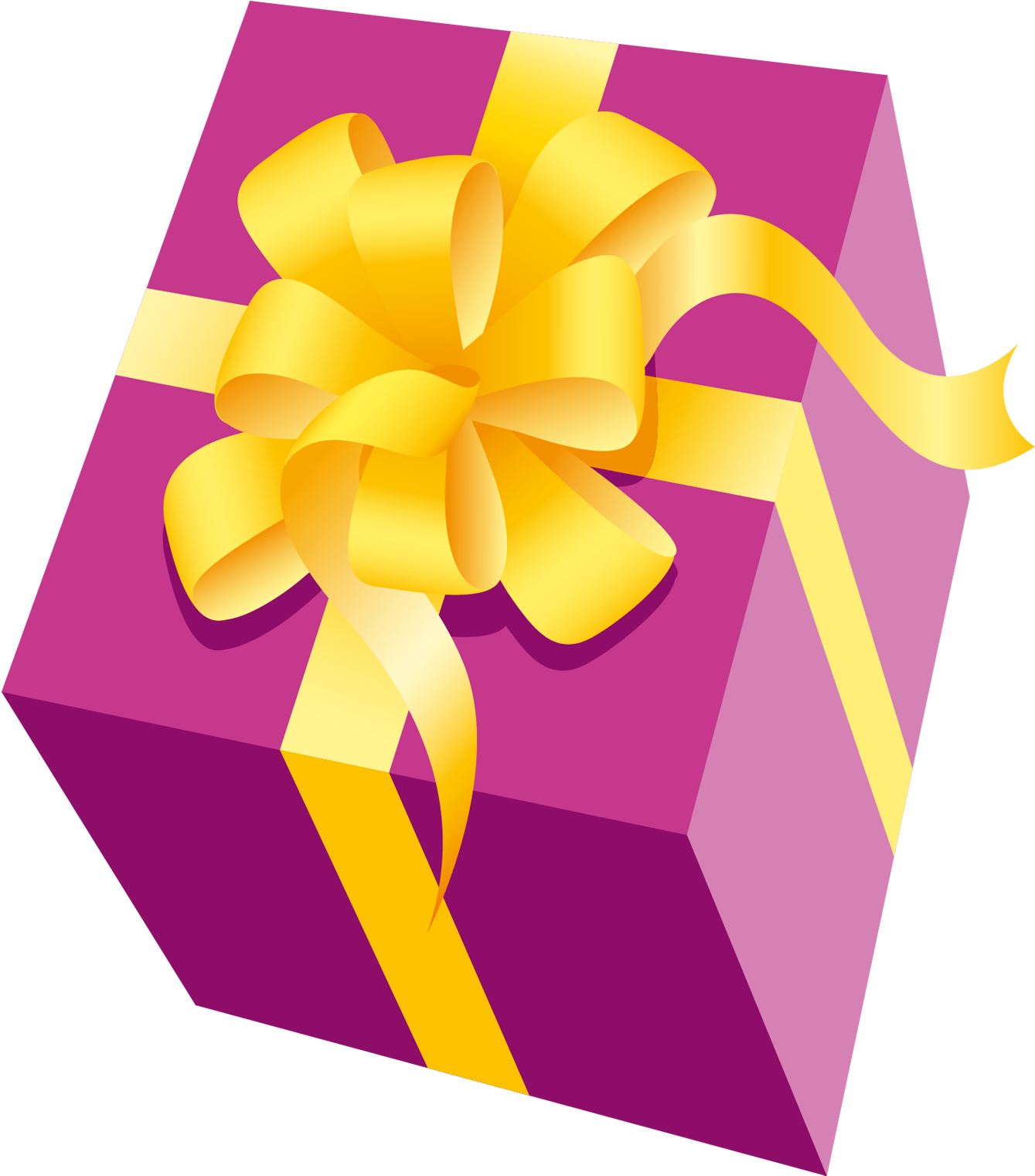 Gift Clipart Yellow - Pink And Yellow Present (1400x1589)