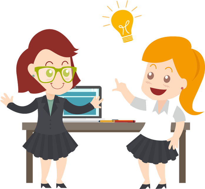 Two Business Woman With Idea Light Bulb - Portable Network Graphics (700x660)