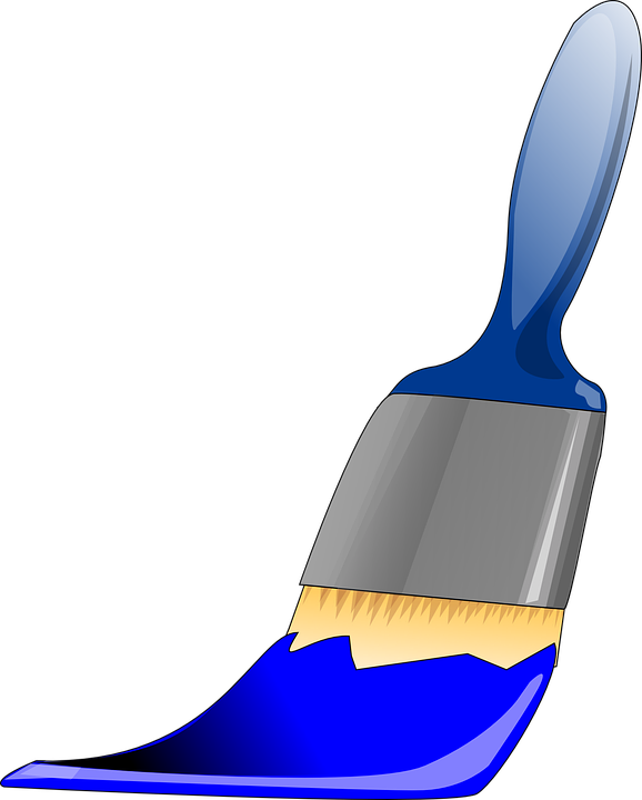 Paintbrush Blue Clip Art - Paint Brush Blue Paint (578x720)