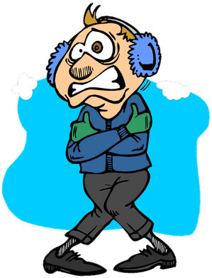 Chill Clipart February Weather - Freezing Person Cartoon (306x400)
