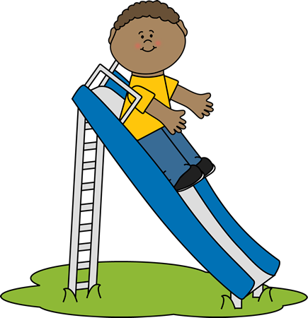 Boy On A Slide Clip Art - Slide Clipart (435x450)