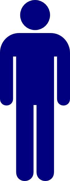 Person - Clipart - Outline - Blue Boys Bathroom Sign (228x586)