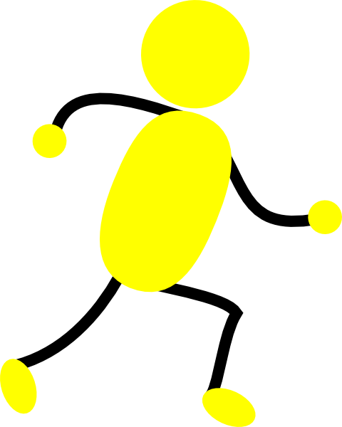 Yellow Man Running Clip Art - Stick People Clip Art Yellow (480x600)