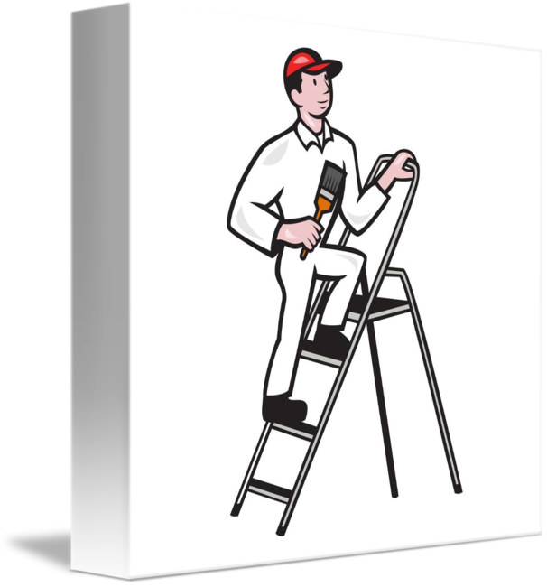 Under Ladder Cliparts Clip Art On - Clipart Mann Auf Leiter (606x650)