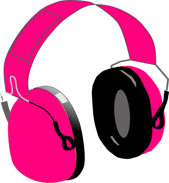 Clip Art Graphic - Pink Headphones Clip Art (552x599)