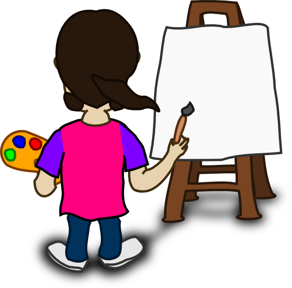 Painting Cartoon Cartoon Character Painting Blank Slate - Cartoon Of Someone Painting (600x592)