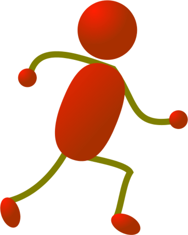Stick Figure Running Clipart - Red Stickman Transparent Background (600x750)