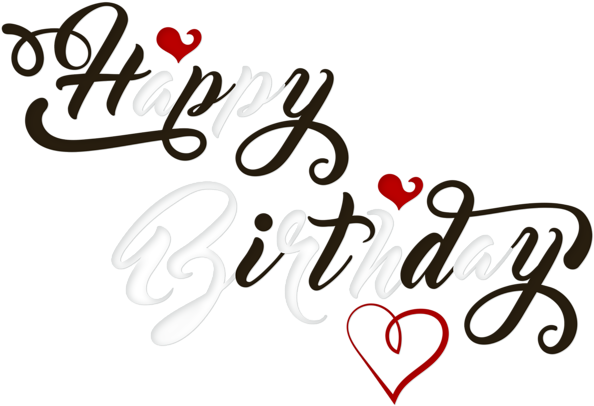 Happy Birthday Black And White Png Transparent Clip - Transparent Happy Birthday Text Png (600x409)