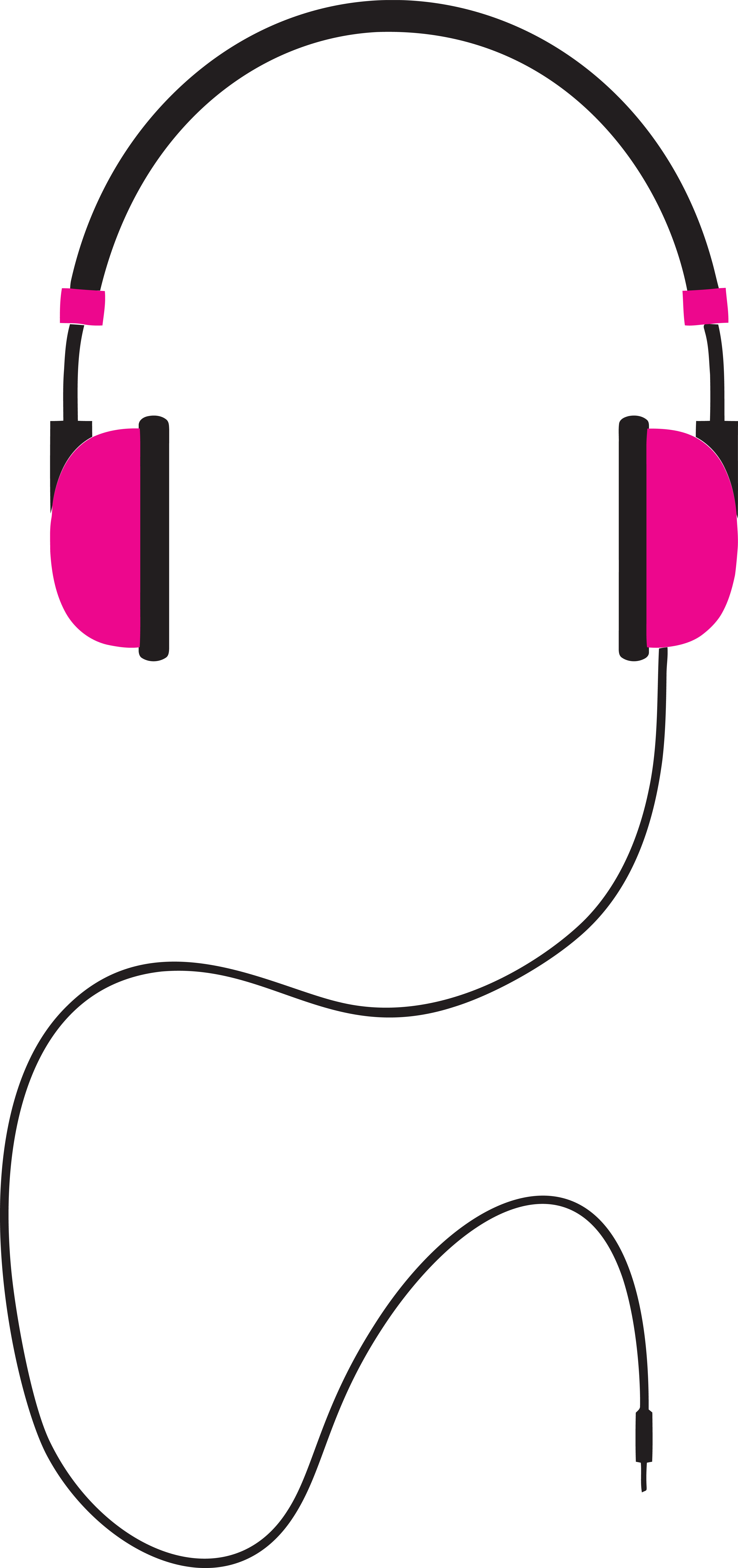Free Clipart Of A Pair Of Pink Headphones - Headphones Clipart (4000x8495)