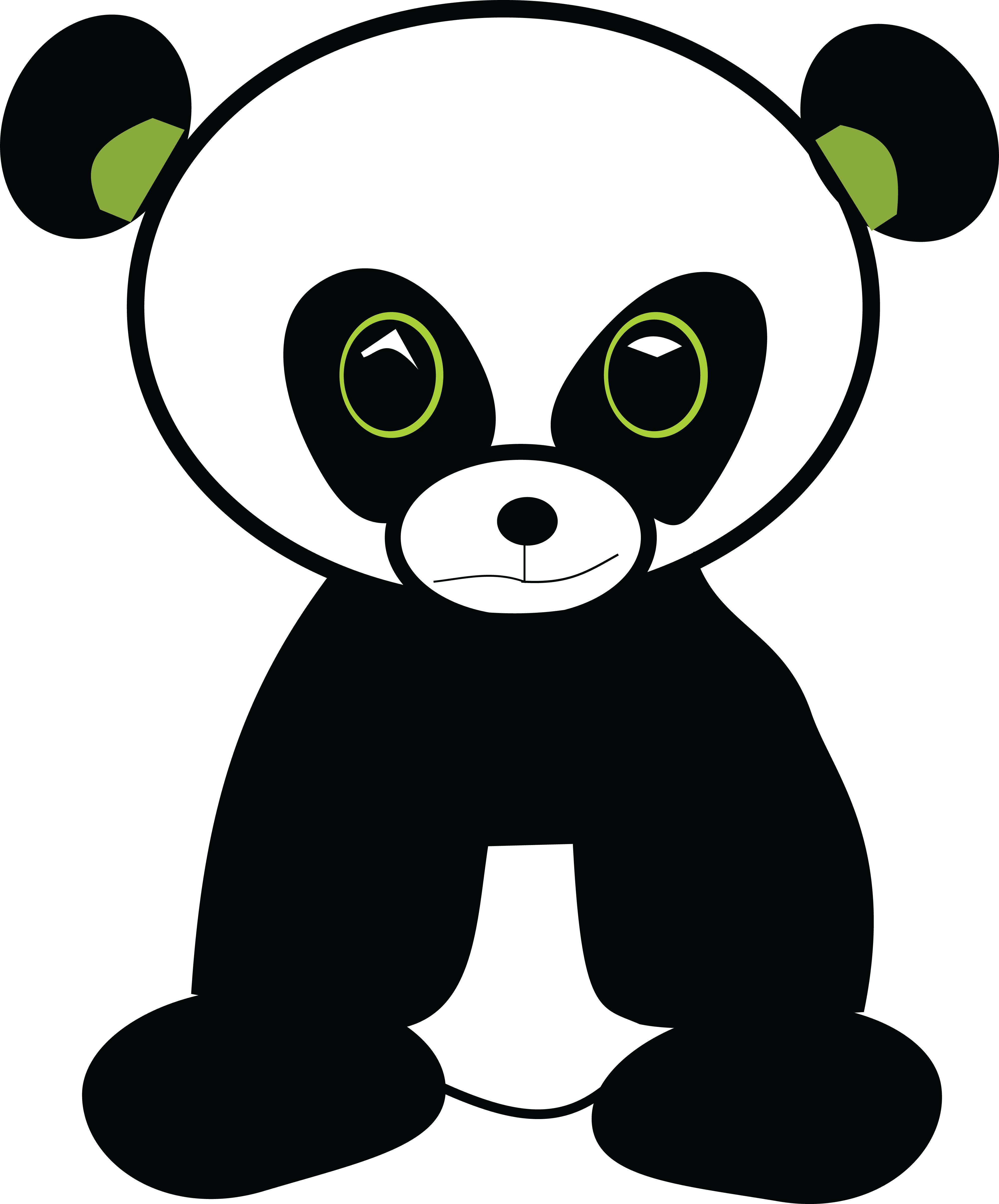 Free Clipart Of A Cute Green Eyed Panda - Portable Network Graphics (4000x4820)