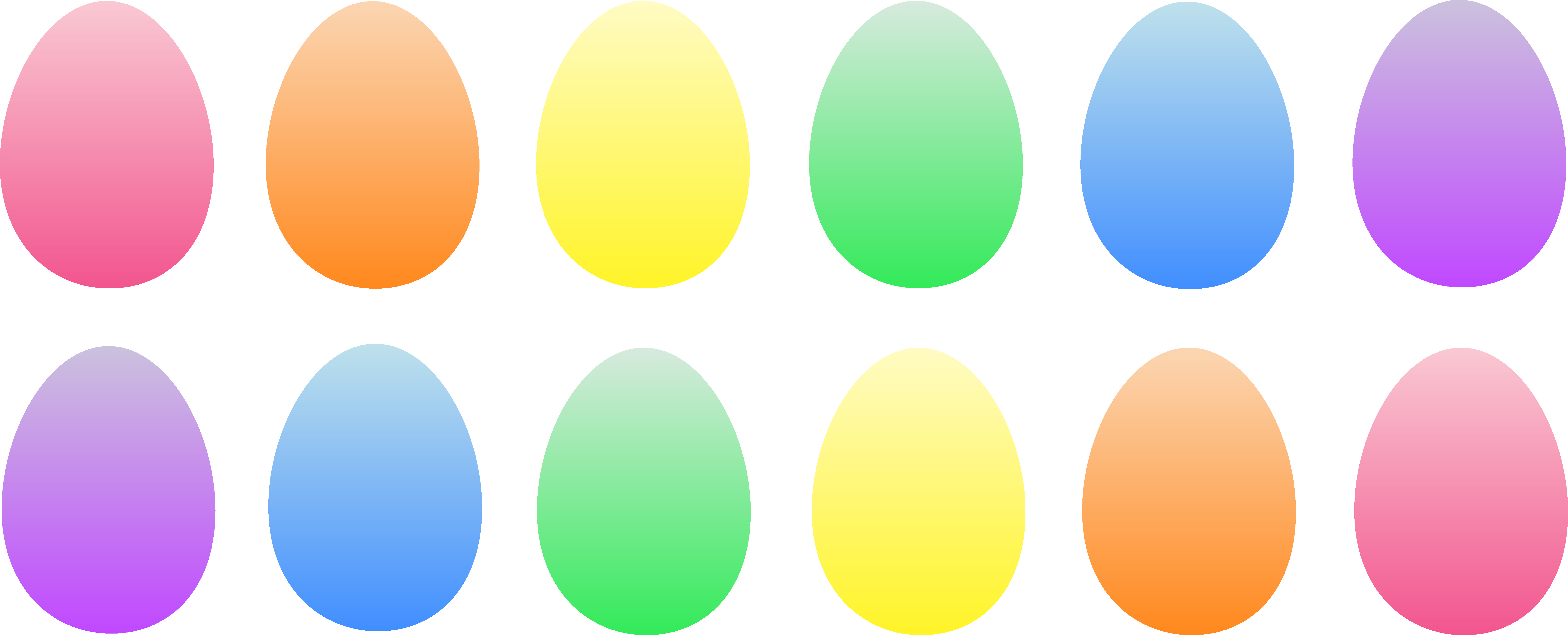 Easter - Colored Eggs Clipart (7508x3043)