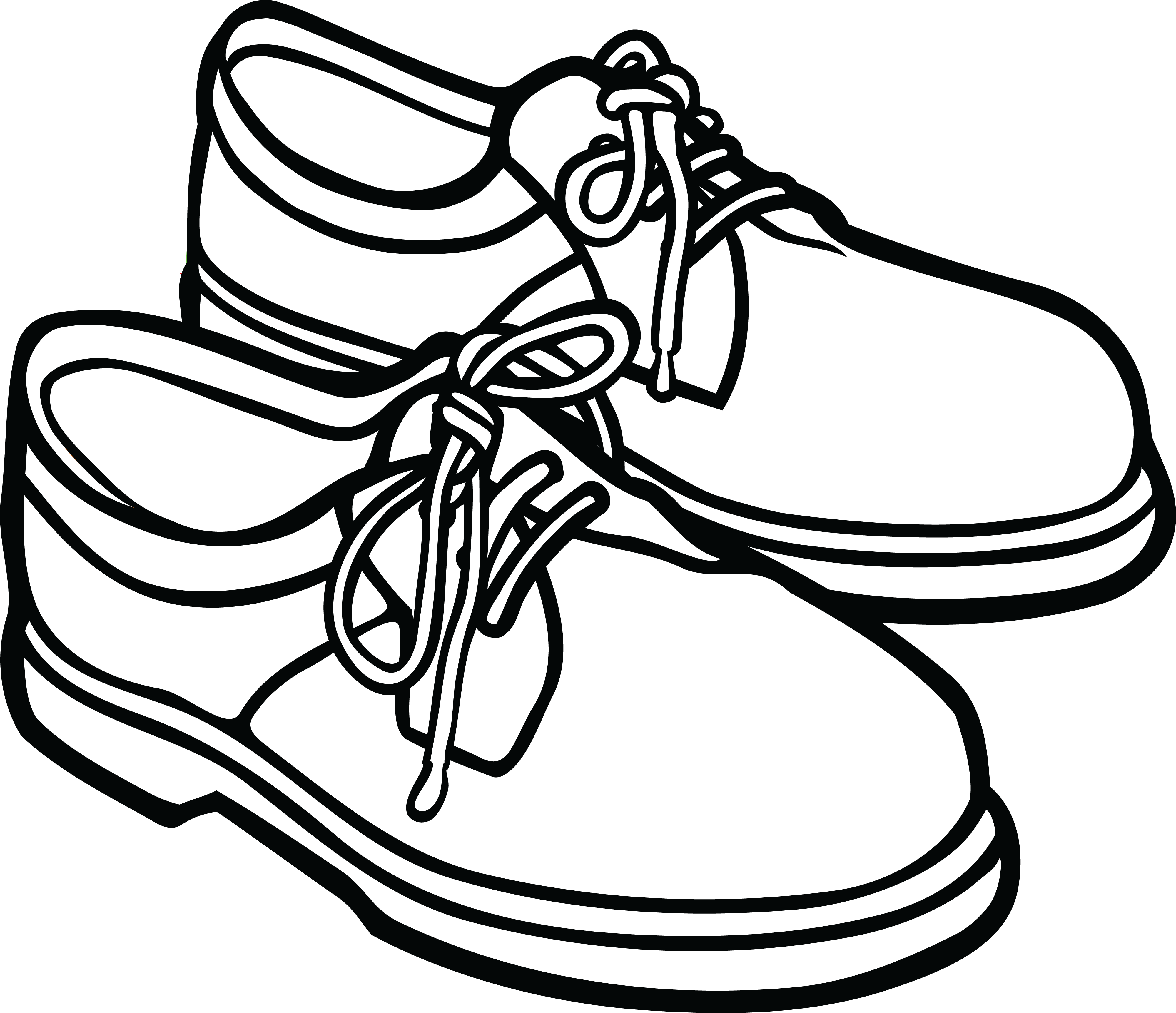 Free Clipart Of A Pair Of Mens Shoes - Shoes Black And White (4000x3446)