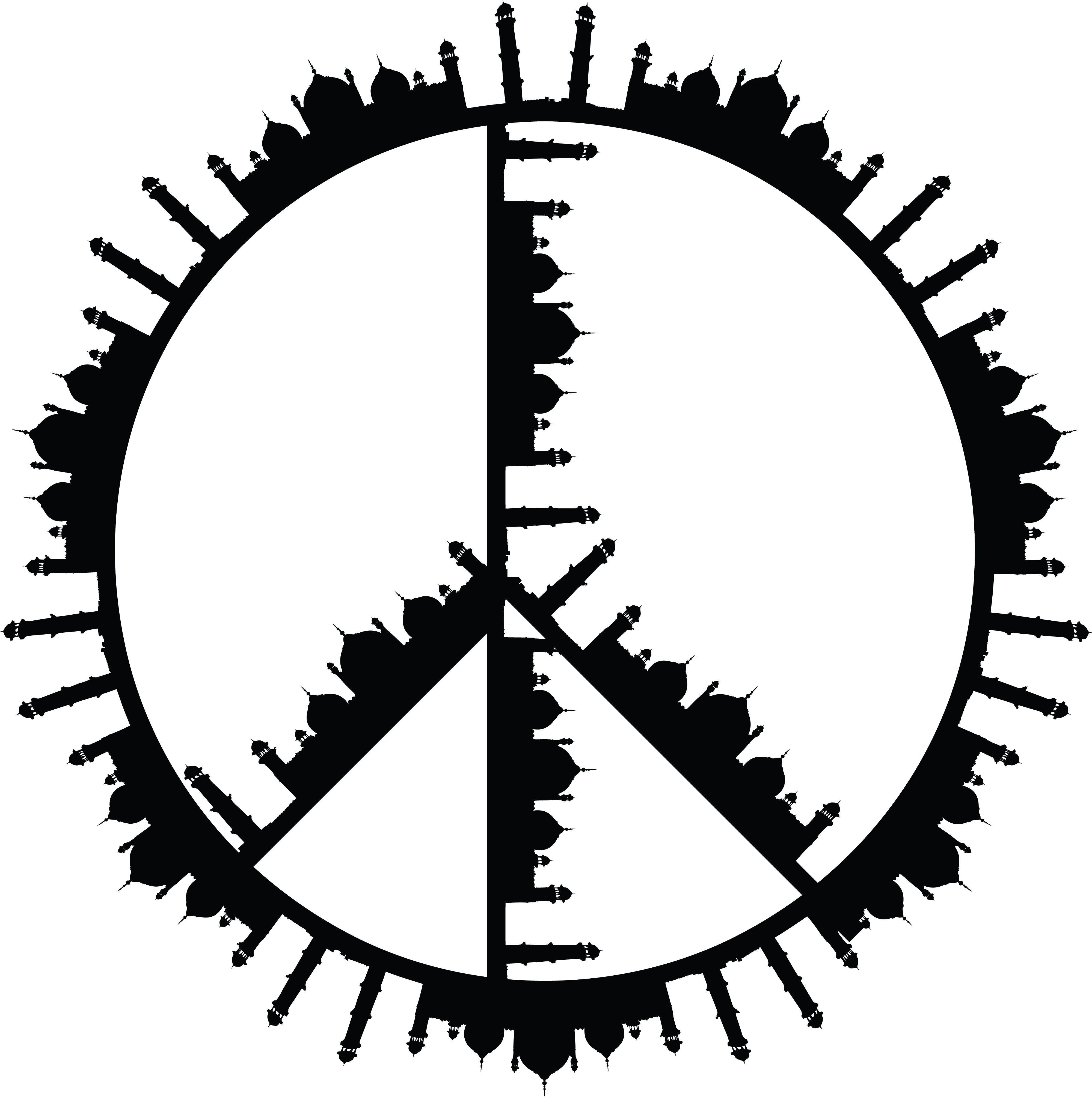 Free Clipart Of A Peace Symbol Of Mosques In Black - Permanent Magnet Ac Motor Gif (4000x4021)