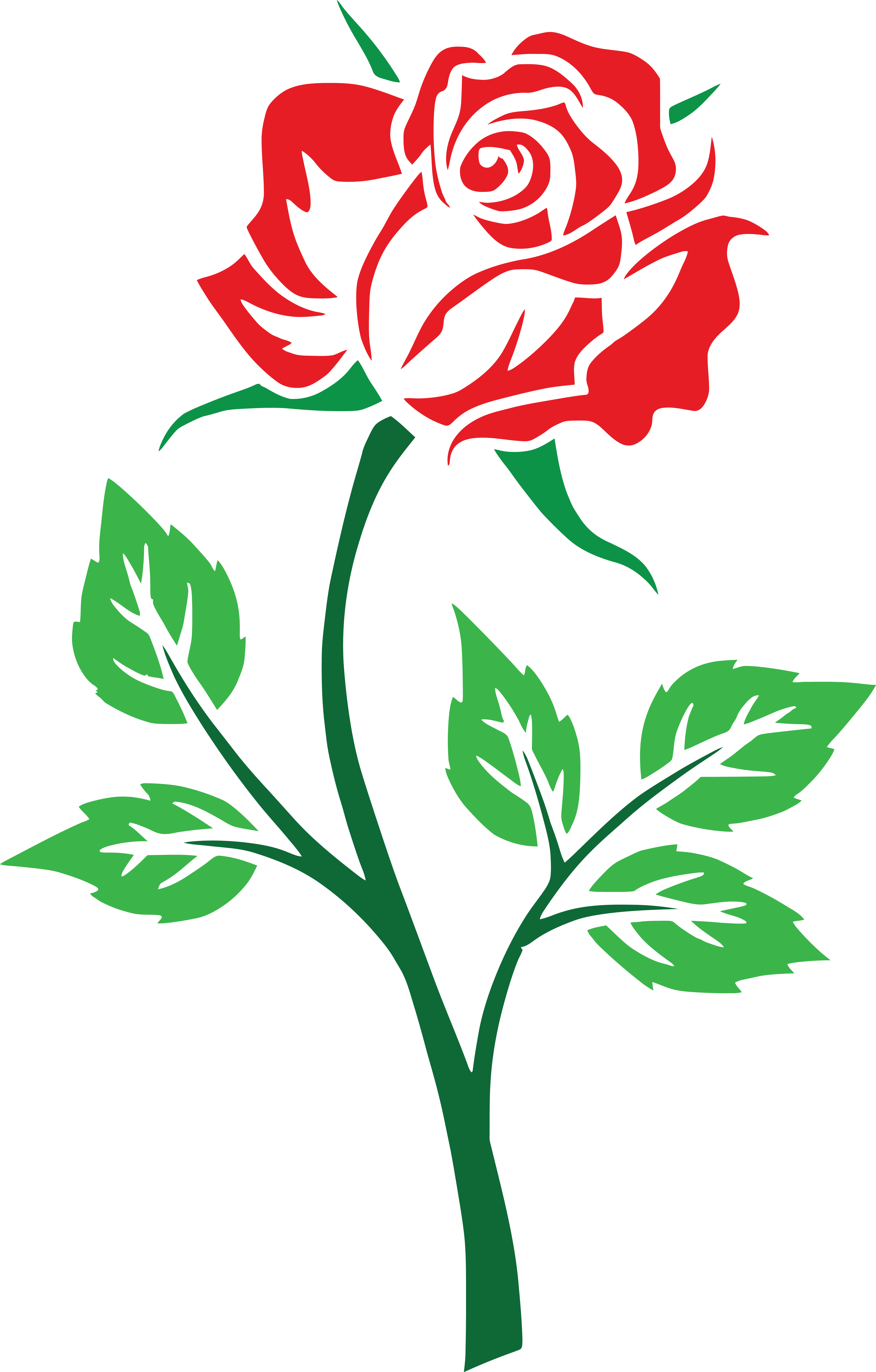 Free Clipart Of A Red Rose - Free Rose Svg File (4000x6264)