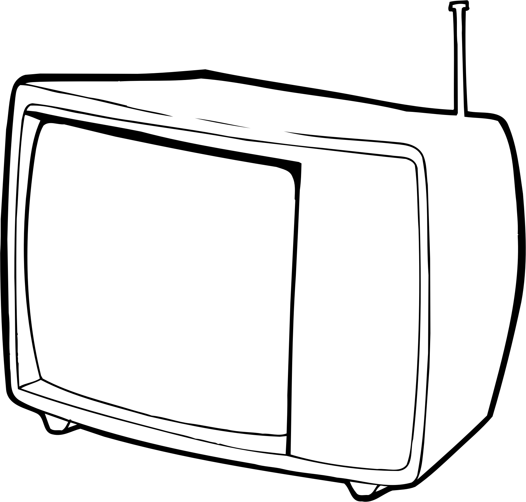 Clipart - Tv Clipart Black And White (1728x1651)