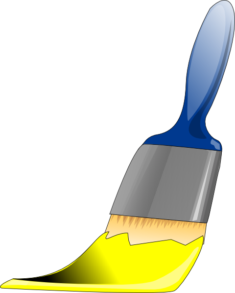 Paintbrush Yellow Clip Art At Clker - Paintbrush With Yellow Paint Clipart (480x597)