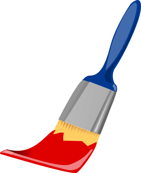 Paint Brush Blue And Red Clip Art - Paint Brush Red Clipart (486x593)